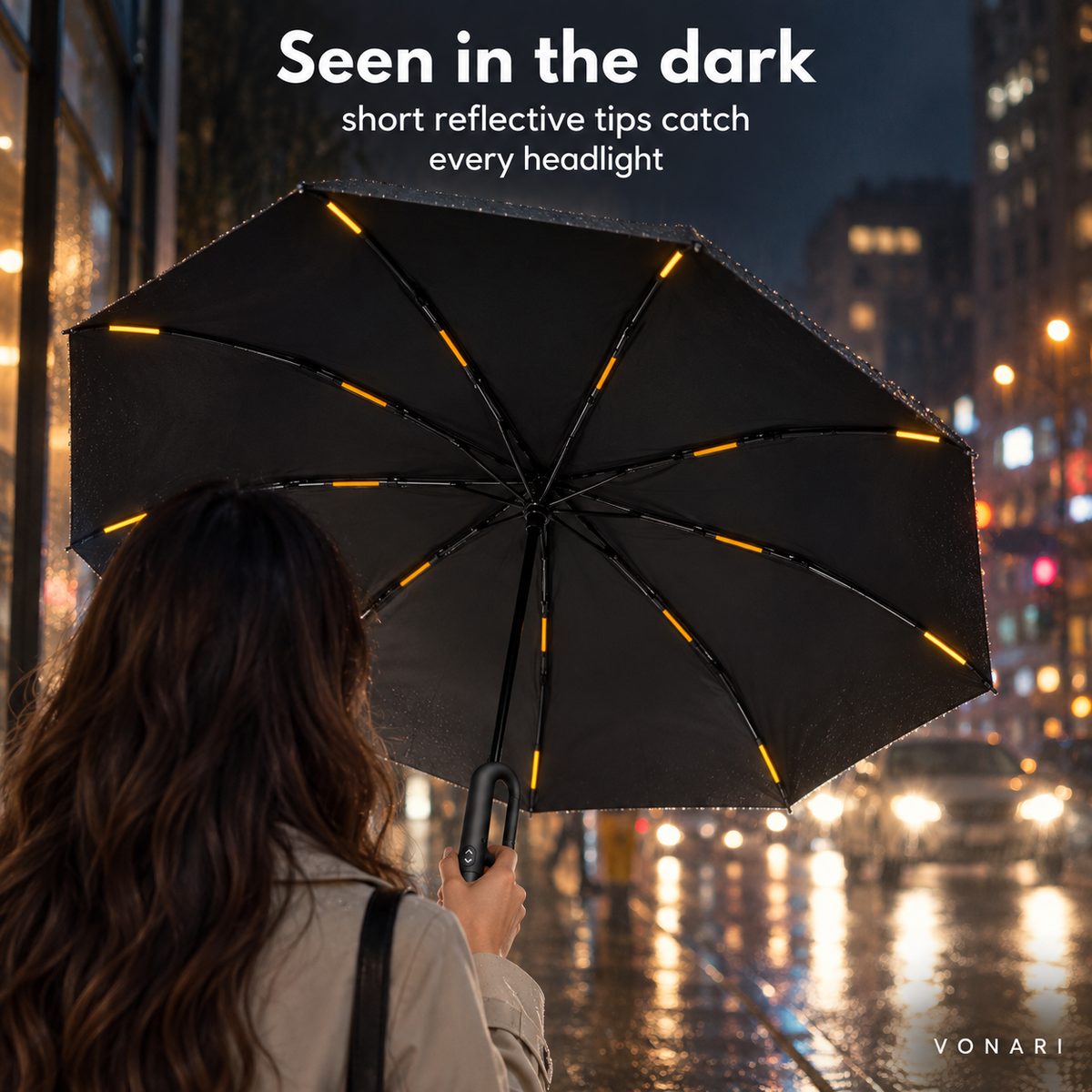 Vonari StormHook reflective tips at night